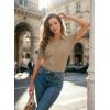 image:imageDokotoo Womens Casual V Neck Short Sleeve Button Down Shirts Business Casual Work Boho Tops BlousesPale Khaki