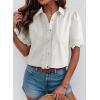 image:imageDokotoo Womens Casual V Neck Short Sleeve Button Down Shirts Business Casual Work Boho Tops BlousesWhite