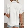 image:imageDokotoo Womens Casual V Neck Short Sleeve Button Down Shirts Business Casual Work Boho Tops BlousesWhite