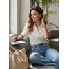 image:imageDokotoo Womens Casual V Neck Short Sleeve Button Down Shirts Business Casual Work Boho Tops BlousesWhite