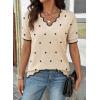 image:imageDokotoo Womens Casual V Neck Short Sleeve Sweater Ribbed Knit Lightweight Sweaters Tops Fashion Clothing OutfitsApricot 6