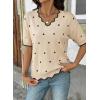 image:imageDokotoo Womens Casual V Neck Short Sleeve Sweater Ribbed Knit Lightweight Sweaters Tops Fashion Clothing OutfitsApricot 6
