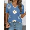 image:imageDokotoo Womens Casual V Neck Short Sleeve Sweater Ribbed Knit Lightweight Sweaters Tops Fashion Clothing OutfitsAshleigh Blue