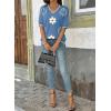 image:imageDokotoo Womens Casual V Neck Short Sleeve Sweater Ribbed Knit Lightweight Sweaters Tops Fashion Clothing OutfitsAshleigh Blue