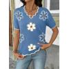 image:imageDokotoo Womens Casual V Neck Short Sleeve Sweater Ribbed Knit Lightweight Sweaters Tops Fashion Clothing OutfitsAshleigh Blue