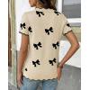 image:imageDokotoo Womens Casual V Neck Short Sleeve Sweater Ribbed Knit Lightweight Sweaters Tops Fashion Clothing OutfitsBeige