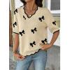image:imageDokotoo Womens Casual V Neck Short Sleeve Sweater Ribbed Knit Lightweight Sweaters Tops Fashion Clothing OutfitsBeige