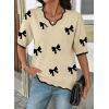 image:imageDokotoo Womens Casual V Neck Short Sleeve Sweater Ribbed Knit Lightweight Sweaters Tops Fashion Clothing OutfitsBeige