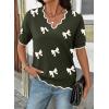 image:imageDokotoo Womens Casual V Neck Short Sleeve Sweater Ribbed Knit Lightweight Sweaters Tops Fashion Clothing OutfitsVineyard Green