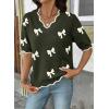 image:imageDokotoo Womens Casual V Neck Short Sleeve Sweater Ribbed Knit Lightweight Sweaters Tops Fashion Clothing OutfitsVineyard Green