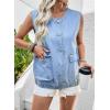 image:imageDokotoo Womens Denim Vest Sleeveless Button Down Jean Vest Waistcoat Jacket with PocketsLight Blue