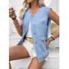 image:imageDokotoo Womens Denim Vest Sleeveless Button Down Jean Vest Waistcoat Jacket with PocketsLight Blue