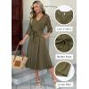 image:imageDokotoo Womens Dresses Lace VNeck Half Sleeve Belted Empire Waist Casual Dress ALine Hem Summer Midi Dress with PocketsGreen