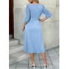 image:imageDokotoo Womens Dresses Lace VNeck Half Sleeve Belted Empire Waist Casual Dress ALine Hem Summer Midi Dress with PocketsSky Blue