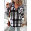 image:imageDokotoo Womens Flannel Hooded Plaid 2026 Shacket Thick Coat Winter Coat for Warmth Button down Warm and Fuzzy Fleece JacketBlack