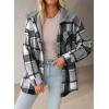 image:imageDokotoo Womens Flannel Hooded Plaid 2026 Shacket Thick Coat Winter Coat for Warmth Button down Warm and Fuzzy Fleece JacketBlack