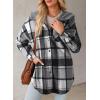 image:imageDokotoo Womens Flannel Hooded Plaid 2026 Shacket Thick Coat Winter Coat for Warmth Button down Warm and Fuzzy Fleece JacketBlack