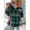 image:imageDokotoo Womens Flannel Hooded Plaid 2026 Shacket Thick Coat Winter Coat for Warmth Button down Warm and Fuzzy Fleece JacketBlackish Green