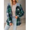 image:imageDokotoo Womens Flannel Hooded Plaid 2026 Shacket Thick Coat Winter Coat for Warmth Button down Warm and Fuzzy Fleece JacketBlackish Green