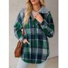 image:imageDokotoo Womens Flannel Hooded Plaid 2026 Shacket Thick Coat Winter Coat for Warmth Button down Warm and Fuzzy Fleece JacketBlackish Green