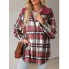 image:imageDokotoo Womens Flannel Hooded Plaid 2026 Shacket Thick Coat Winter Coat for Warmth Button down Warm and Fuzzy Fleece JacketFiery Red