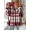 image:imageDokotoo Womens Flannel Hooded Plaid 2026 Shacket Thick Coat Winter Coat for Warmth Button down Warm and Fuzzy Fleece JacketFiery Red