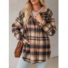 image:imageDokotoo Womens Flannel Hooded Plaid 2026 Shacket Thick Coat Winter Coat for Warmth Button down Warm and Fuzzy Fleece JacketLight French Beige