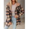 image:imageDokotoo Womens Flannel Hooded Plaid 2026 Shacket Thick Coat Winter Coat for Warmth Button down Warm and Fuzzy Fleece JacketLight French Beige