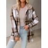 image:imageDokotoo Womens Flannel Hooded Plaid 2026 Shacket Thick Coat Winter Coat for Warmth Button down Warm and Fuzzy Fleece JacketParchment