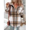 image:imageDokotoo Womens Flannel Hooded Plaid 2026 Shacket Thick Coat Winter Coat for Warmth Button down Warm and Fuzzy Fleece JacketParchment