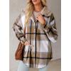 image:imageDokotoo Womens Flannel Hooded Plaid 2026 Shacket Thick Coat Winter Coat for Warmth Button down Warm and Fuzzy Fleece JacketParchment
