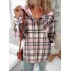 image:imageDokotoo Womens Flannel Hooded Plaid 2026 Shacket Thick Coat Winter Coat for Warmth Button down Warm and Fuzzy Fleece JacketPink