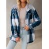 image:imageDokotoo Womens Flannel Hooded Plaid 2026 Shacket Thick Coat Winter Coat for Warmth Button down Warm and Fuzzy Fleece JacketPrussian Blue