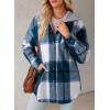 image:imageDokotoo Womens Flannel Hooded Plaid 2026 Shacket Thick Coat Winter Coat for Warmth Button down Warm and Fuzzy Fleece JacketPrussian Blue