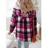 image:imageDokotoo Womens Flannel Hooded Plaid 2026 Shacket Thick Coat Winter Coat for Warmth Button down Warm and Fuzzy Fleece JacketRose Red