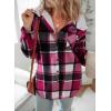 image:imageDokotoo Womens Flannel Hooded Plaid 2026 Shacket Thick Coat Winter Coat for Warmth Button down Warm and Fuzzy Fleece JacketRose Red