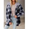 image:imageDokotoo Womens Flannel Hooded Plaid 2026 Shacket Thick Coat Winter Coat for Warmth Button down Warm and Fuzzy Fleece JacketSail Blue