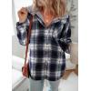 image:imageDokotoo Womens Flannel Hooded Plaid 2026 Shacket Thick Coat Winter Coat for Warmth Button down Warm and Fuzzy Fleece JacketSail Blue