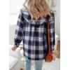 image:imageDokotoo Womens Flannel Hooded Plaid 2026 Shacket Thick Coat Winter Coat for Warmth Button down Warm and Fuzzy Fleece JacketSail Blue