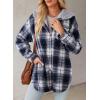 image:imageDokotoo Womens Flannel Hooded Plaid 2026 Shacket Thick Coat Winter Coat for Warmth Button down Warm and Fuzzy Fleece JacketSail Blue