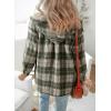 image:imageDokotoo Womens Flannel Hooded Plaid 2026 Shacket Thick Coat Winter Coat for Warmth Button down Warm and Fuzzy Fleece JacketVineyard Green