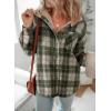 image:imageDokotoo Womens Flannel Hooded Plaid 2026 Shacket Thick Coat Winter Coat for Warmth Button down Warm and Fuzzy Fleece JacketVineyard Green