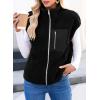 image:imageDokotoo Womens Fleece Jacket Vest Sleeveless Fuzzy Sherpa Jackets Zip Up Oversized Casual Coats Fall Winter Womens Tops 2025Midnight Black