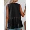 image:imageDokotoo Womens Fringe Vest Cowgirl Western Outfits 70s Hippie Costume Sleeveless Hollow Out Faux Suede Tassel OuterwearBlack