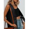 image:imageDokotoo Womens Fringe Vest Cowgirl Western Outfits 70s Hippie Costume Sleeveless Hollow Out Faux Suede Tassel OuterwearBlack