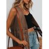 image:imageDokotoo Womens Fringe Vest Cowgirl Western Outfits 70s Hippie Costume Sleeveless Hollow Out Faux Suede Tassel OuterwearBrown