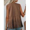 image:imageDokotoo Womens Fringe Vest Cowgirl Western Outfits 70s Hippie Costume Sleeveless Hollow Out Faux Suede Tassel OuterwearBrown