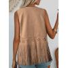 image:imageDokotoo Womens Fringe Vest Cowgirl Western Outfits 70s Hippie Costume Sleeveless Hollow Out Faux Suede Tassel OuterwearKhaki