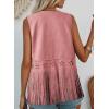image:imageDokotoo Womens Fringe Vest Cowgirl Western Outfits 70s Hippie Costume Sleeveless Hollow Out Faux Suede Tassel OuterwearPink