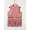 image:imageDokotoo Womens Fringe Vest Cowgirl Western Outfits 70s Hippie Costume Sleeveless Hollow Out Faux Suede Tassel OuterwearPink